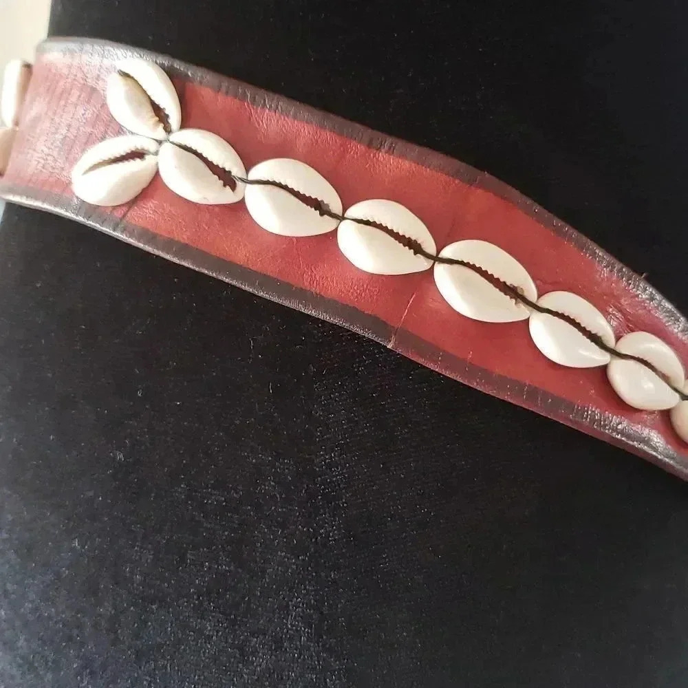 Women's Red Leather Shell Accent Belt - Picture 6 of 9